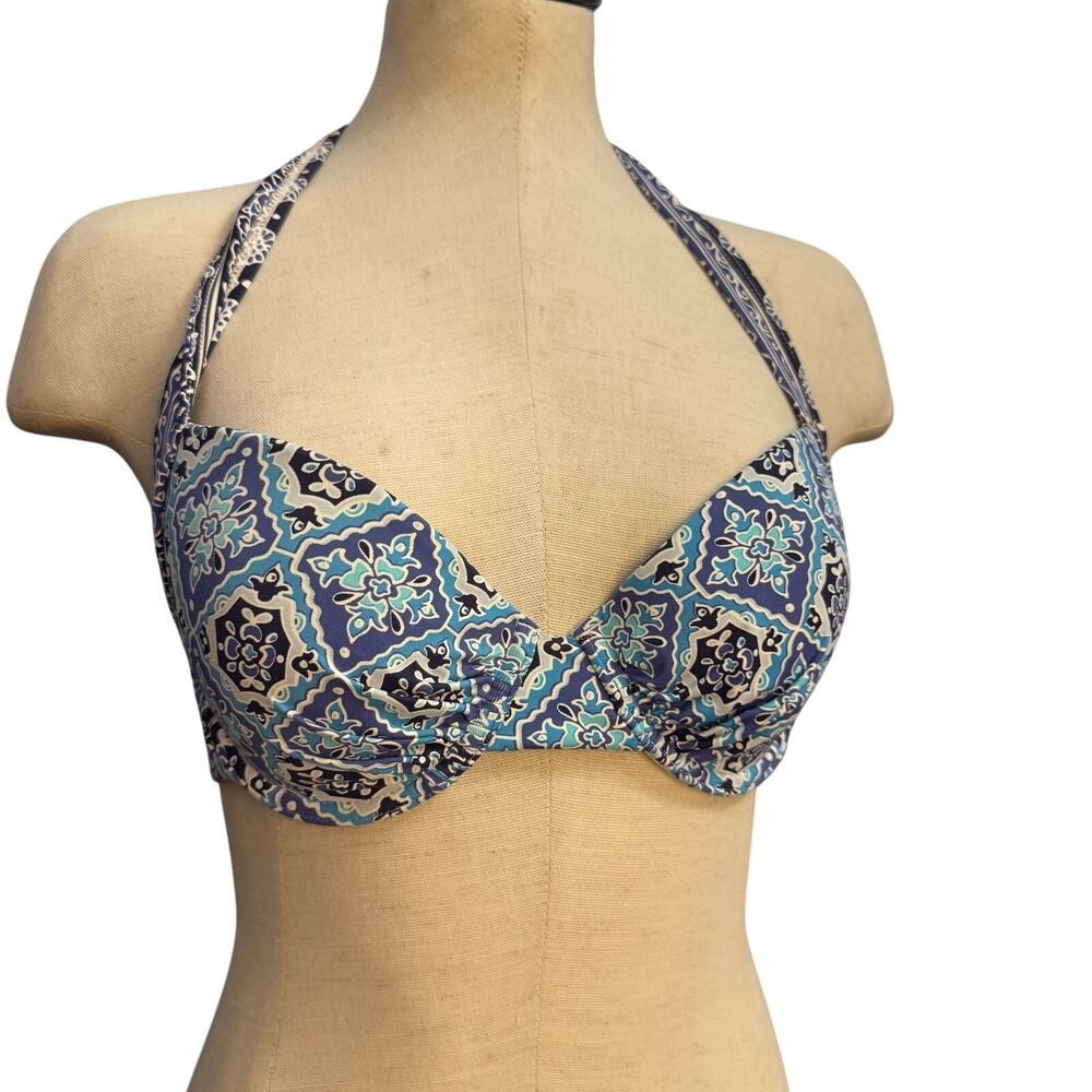 Tommy Bahama Navy and Cream Mosaic Bikini Top